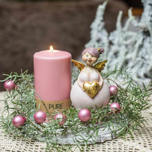 Floristik24 Anjo rosa com figura de decoração de coração Decoração de Natal 7 × 6 × 14cm 2pcs