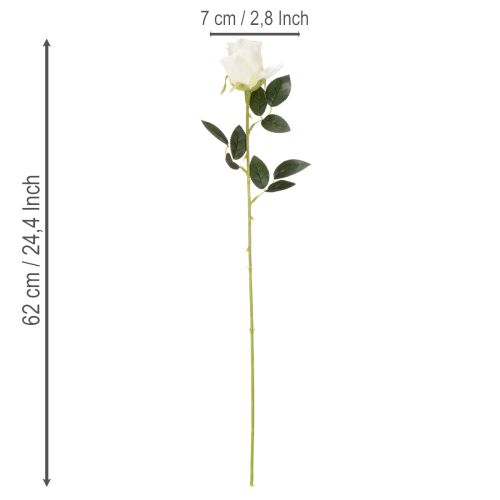 Rosa artificial de haste longa para vaso, 62 cm, pacote com 12 unidades. | Floristik24.pt