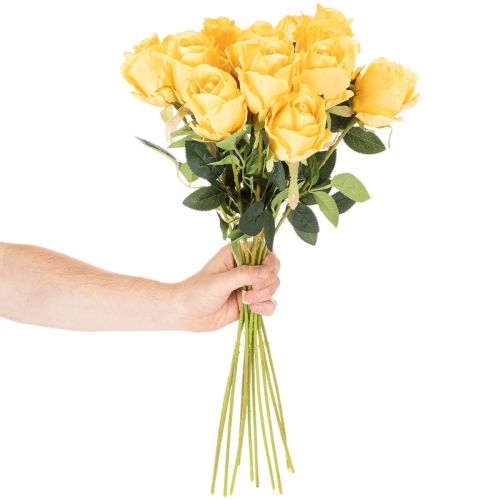 Rosa artificial com haste longa, flor artificial, 62 cm, 12 peças | Floristik24.pt