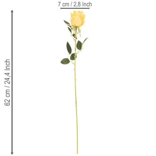 Rosa artificial com haste longa, flor artificial, 62 cm, 12 peças | Floristik24.pt