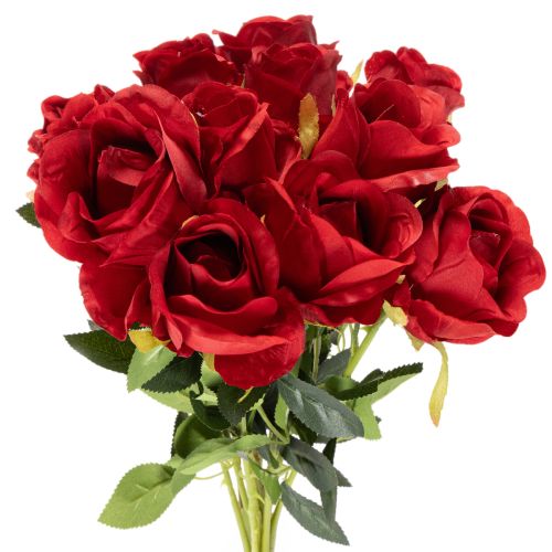 Rosa artificial com haste longa, flor artificial vermelha, 62 cm, 12 peças | Floristik24.pt