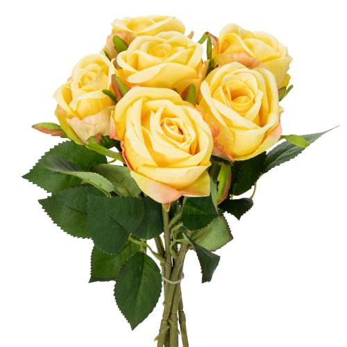 Arranjo floral de buquê de rosas para decoração elegante da sala de estar, 44cm, 6 peças.