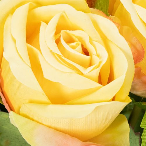 Itens Arranjo floral de buquê de rosas para decoração elegante da sala de estar, 44cm, 6 peças.