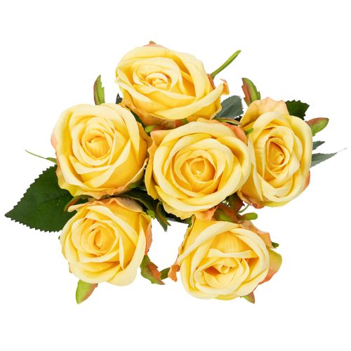 Itens Arranjo floral de buquê de rosas para decoração elegante da sala de estar, 44cm, 6 peças.