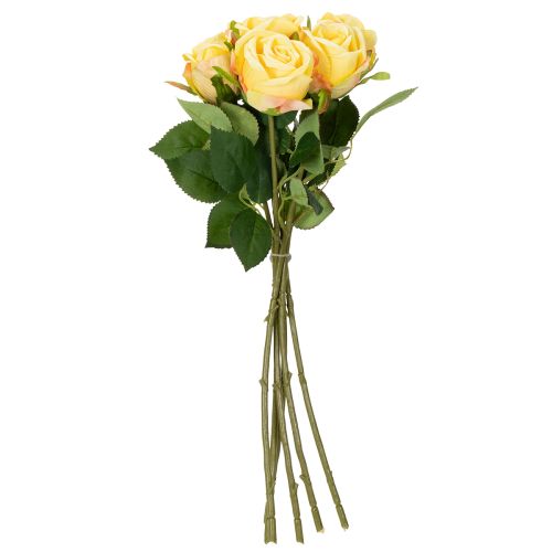 Itens Arranjo floral de buquê de rosas para decoração elegante da sala de estar, 44cm, 6 peças.