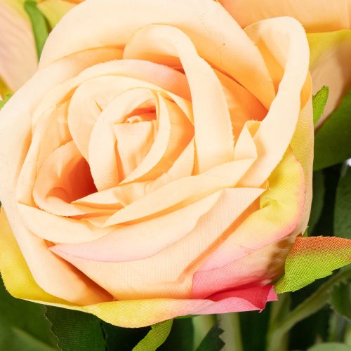 Itens Buquê de rosas artificiais com aparência realista, de longa duração, para decoração de casamento, 44 cm, 6 peças.