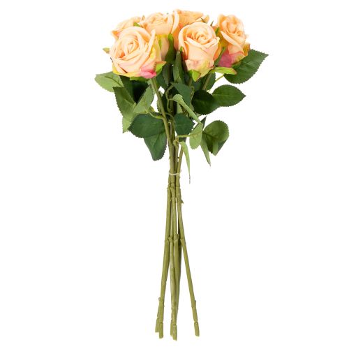 Itens Buquê de rosas artificiais com aparência realista, de longa duração, para decoração de casamento, 44 cm, 6 peças.