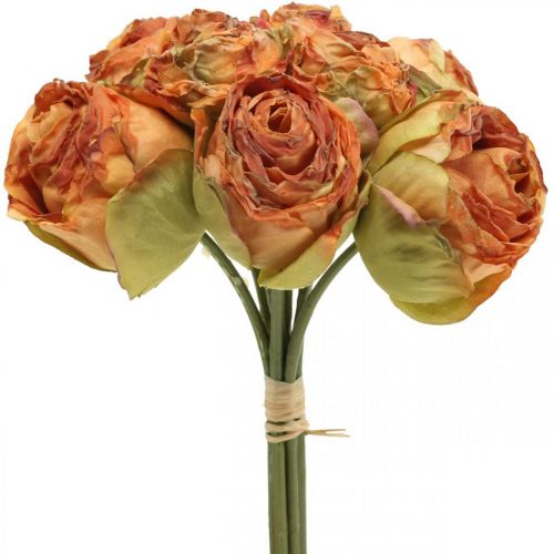Floristik24.pt Buquê de rosas, flores de seda, rosas artificiais laranja,  aparência antiga L23cm 8pcs - compre barato online