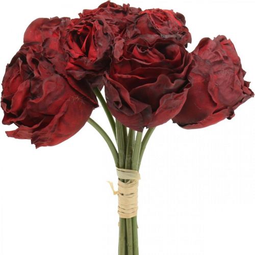 Floristik24.pt Rosas artificiais vermelhas, flores de seda, buquê de rosas  L23cm 8pcs - compre barato online