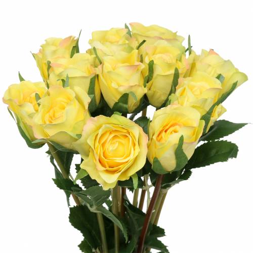 Floristik24.pt Rosa amarela 42cm 12pcs - compre barato online