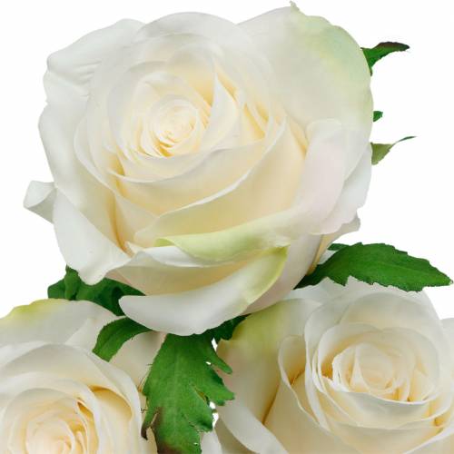 Floristik24 Rosa branca em uma haste flor de seda rosa artificial 3 peças