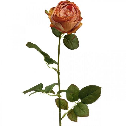 Floristik24 Rosa artificial laranja, rosa artificial, rosa decorativa L74cm Ø7cm