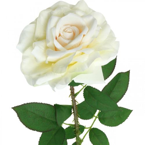 Flor de seda, rosa em caule, planta artificial branco cremoso, rosa L72cm Ø13cm