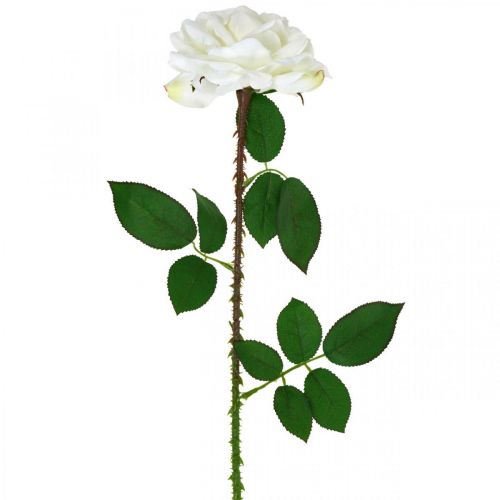 Floristik24 Rosa Branca Falsa Rosa em Caule Flor de Seda Falsa Rosa L72cm Ø13cm