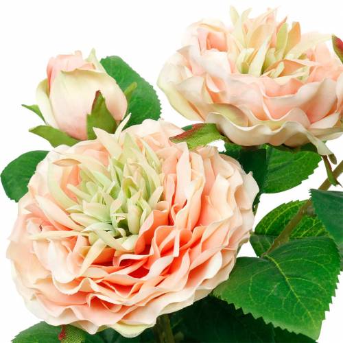 Rosa decorativa em um vaso, flores de seda românticas, peônia rosa