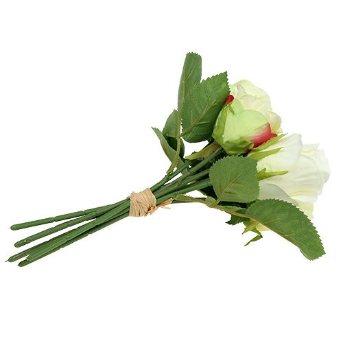 Floristik24 Cacho de rosa branco-verde Ø15cm L25cm