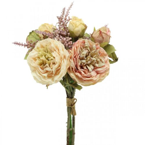 Flores artificiais rosas em creme de buquê de outono, rosa H36cm