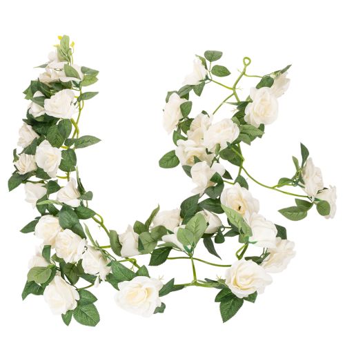 Guirlanda de rosas artificiais com flores brancas para decoração, 170 cm