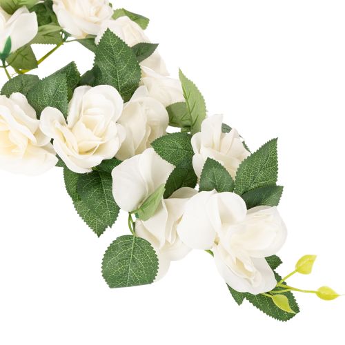 Guirlanda de rosas artificiais com flores brancas para decoração, 170 cm | Floristik24.pt