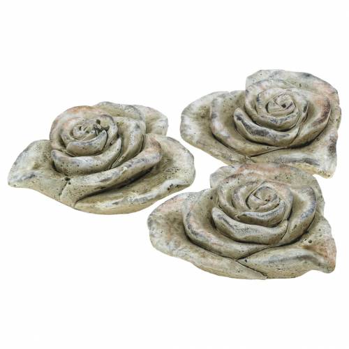 Floristik24 Rosa concreto coração cinza, damasco Ø13 Alt.5cm 3 unid.