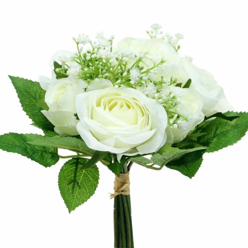 Floristik24 Bouquet de rosas com gipsófila branca 26cm