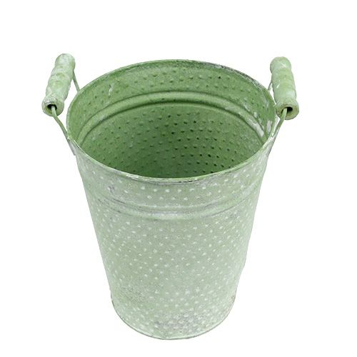 Floristik24 Pote rosa de metal verde Ø12cm Alt.16cm