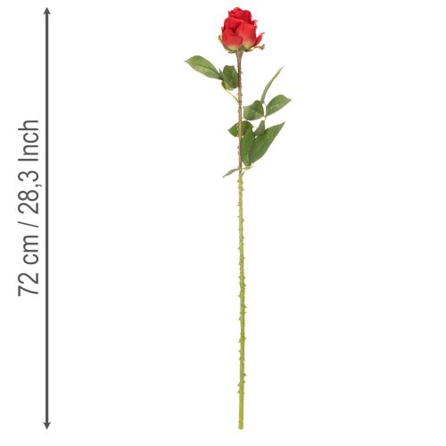 Ramo de rosa artificial de seda, rosa vermelha, 72 cm, 3 peças | Floristik24.pt