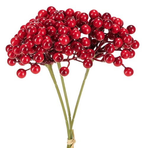 Floristik24 Decoração de Natal com Frutos Vermelhos, Ramo de 27cm, Buquê com 3 unidades
