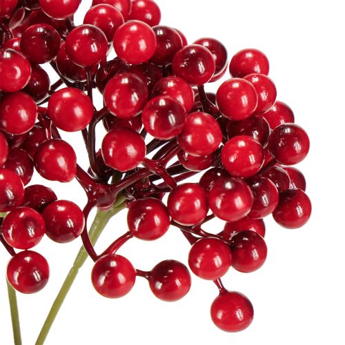 Itens Decoração de Natal com Frutos Vermelhos, Ramo de 27cm, Buquê com 3 unidades