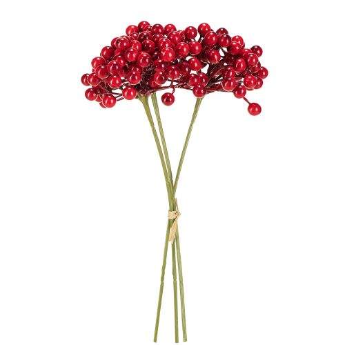 Itens Decoração de Natal com Frutos Vermelhos, Ramo de 27cm, Buquê com 3 unidades