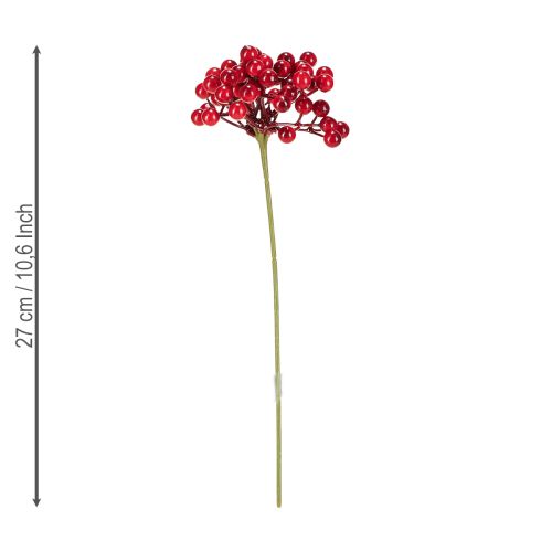 Itens Decoração de Natal com Frutos Vermelhos, Ramo de 27cm, Buquê com 3 unidades