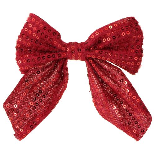 Floristik24 Laços de veludo vermelho, laços de presente com lantejoulas, 12 cm, 4 peças