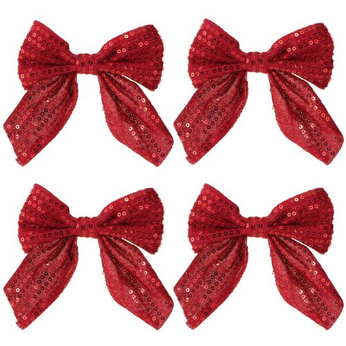 Itens Laços de veludo vermelho, laços de presente com lantejoulas, 12 cm, 4 peças