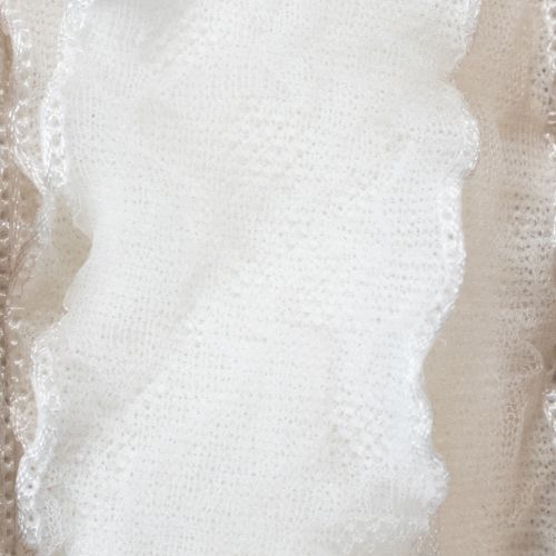 Fita de organza branca com babados, fita decorativa, 25 mm de largura, 10 m de comprimento. | Floristik24.pt