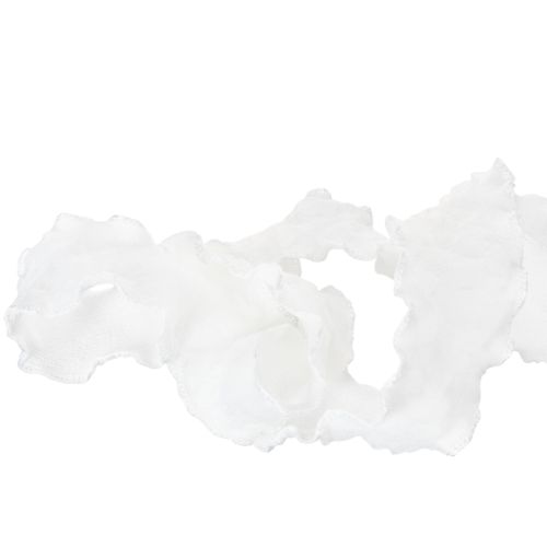 Fita de organza branca com babados, fita decorativa, 25 mm de largura, 10 m de comprimento. | Floristik24.pt