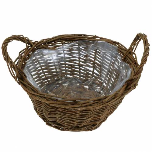 Floristik24 Cesto redondo feito de ramos de salgueiro Cesto de Páscoa castanho Ø19cm