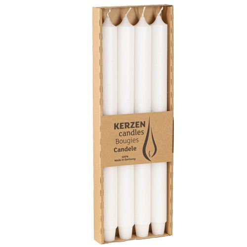 Itens Velas rústicas brancas com base cone 350/28mm 4 pcs