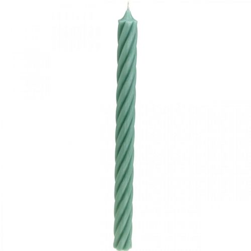 Velas rústicas, cor sólida, verde, 350/28mm, 4 peças