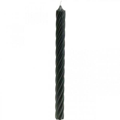 Itens Velas rústicas, velas em bastão, cor sólida preta, 350/28 mm, 4 peças