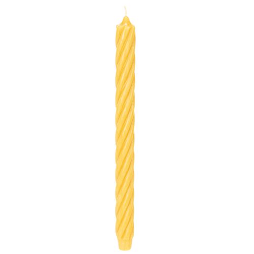 Velas rústicas torcidas, velas altas e cônicas, amarelo sólido, 350/28 mm, conjunto de 4 peças. comprar | Floristik24.pt