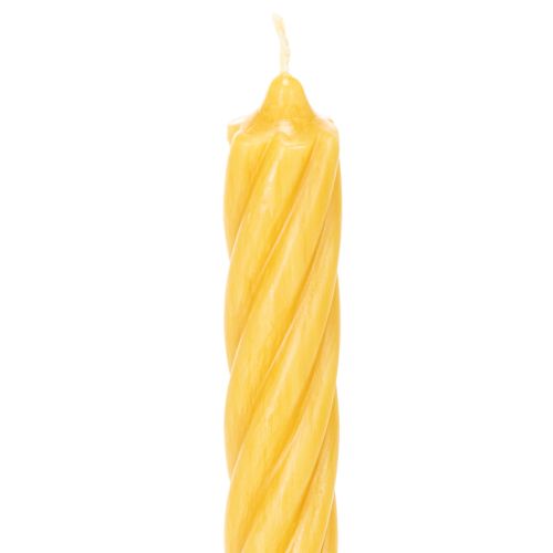 Velas rústicas torcidas, velas altas e cônicas, amarelo sólido, 350/28 mm, conjunto de 4 peças. | Floristik24.pt