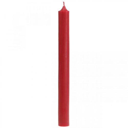 Floristik24 Velas rústicas velas altas em bastão vermelho sólido 350/28mm 4 un