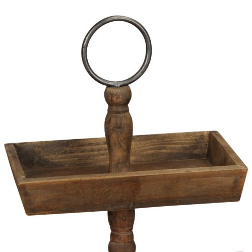 Itens Suporte rústico de madeira com dois níveis e alça de metal – perfeito para decoração vintage 44cm