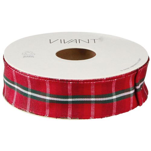 Itens Fita rústica xadrez em vermelho para decorações festivas, largura 25 mm, comprimento 15 m