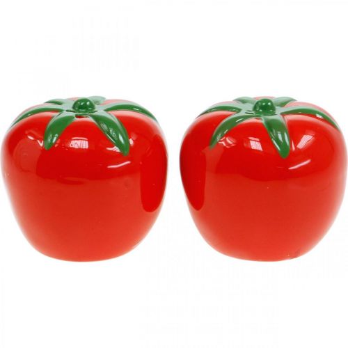 Floristik24 Pimenta e saleiro, decoração de mesa, conjunto de shaker em aparência de tomate, decoração em cerâmica Ø6cm