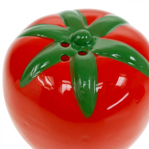 Floristik24 Pimenta e saleiro, decoração de mesa, conjunto de shaker em aparência de tomate, decoração em cerâmica Ø6cm