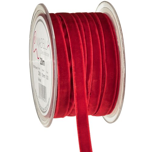 Floristik24 Fita de veludo fita decorativa Fita de veludo vermelha 10mm 20m
