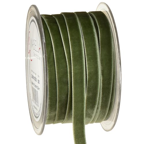 Floristik24 Fita de veludo para presente, fita decorativa verde L10mm 20m