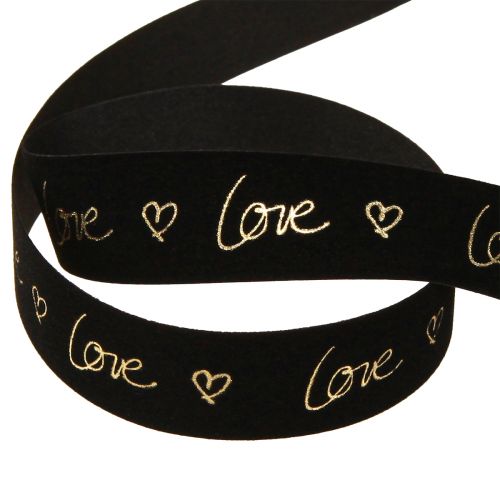 Itens Fita de veludo Fita de luto amor corações ouro preto 25mm 18m