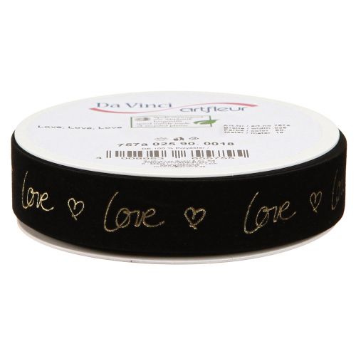 Itens Fita de veludo Fita de luto amor corações ouro preto 25mm 18m